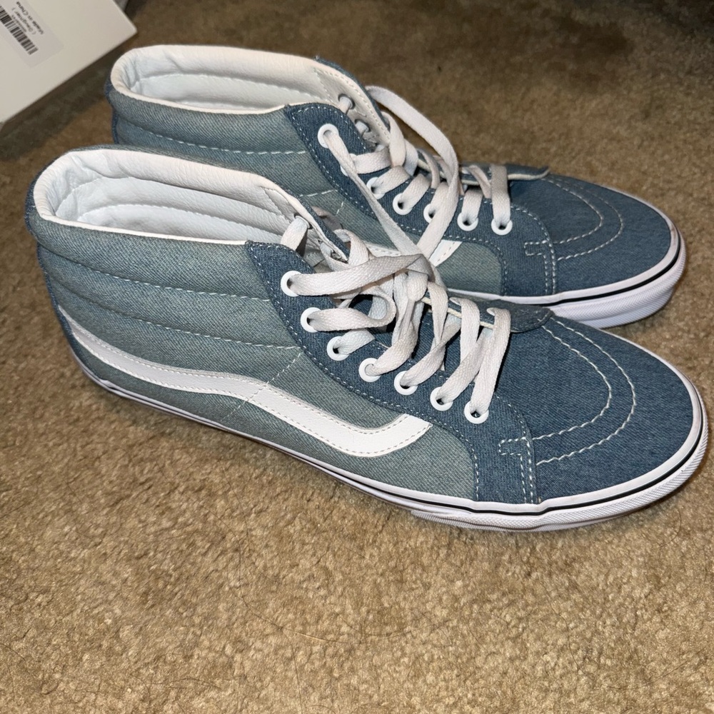 Vans Blue and White High-Top Sneakers